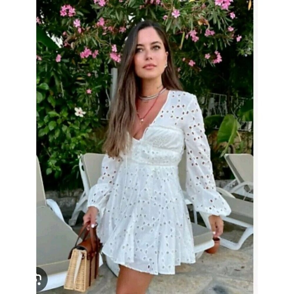 NEW ZARA 2023 WHITE SHORT DRESS WITH Sorry, it  EMBROIDERY SIZE XS 2786/972 RARE